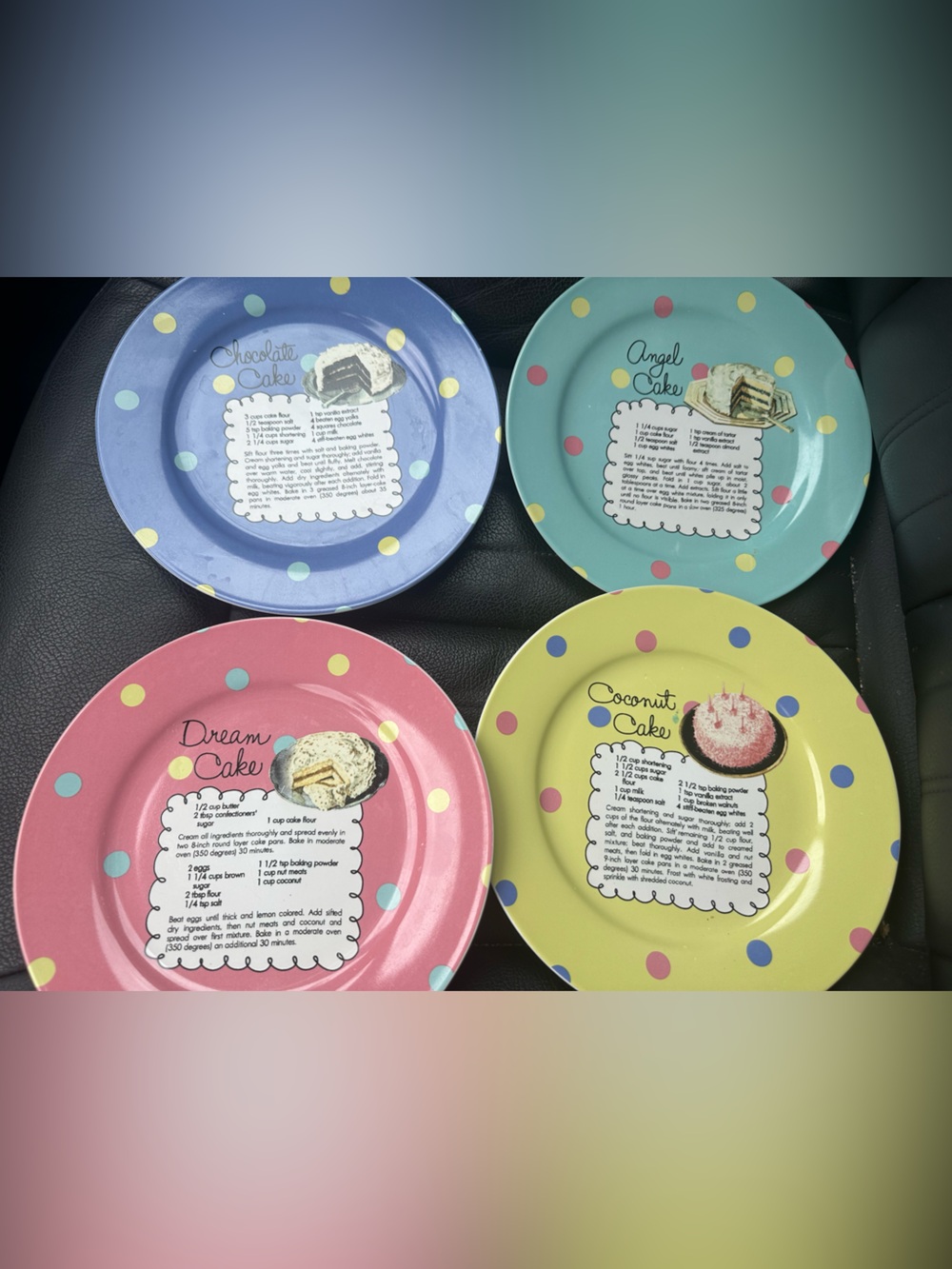 Lot of 4 Vintage Potluck by Rosanna Dessert Plates with Cake Recipes